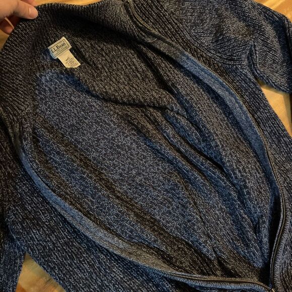 LL Bean Sweater Mens L Dark Gray Full Zip 0 YR26 Knit Ribbed Cardigan L Regular - Picture 8 of 9